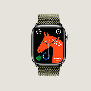 Series 9太空黑表盘& Apple Watch Hermès 45毫米单圈Toile H表带